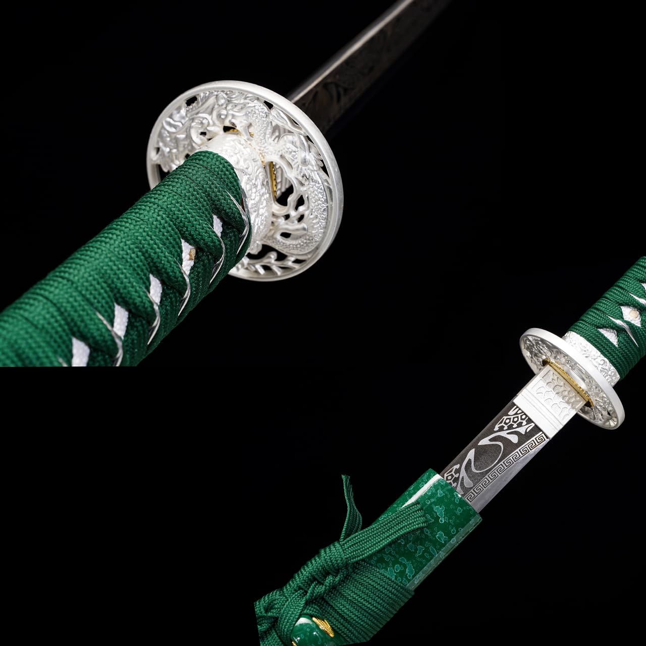 Kamaiwo-1045/1060 Clay Tempering high Carbon Steel Hademade Heat Tempered Full Handmade Hand Forged Japanese Katana Authentic ?Full Tang,Functional,Practical Green