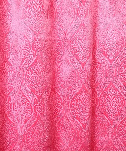 Image of Fabrilia Velvet Eyelet Window Curtain 5 Feet For Living Room /Bedroom, Pink, Pack Of 1 Piece, Damask, Opaque