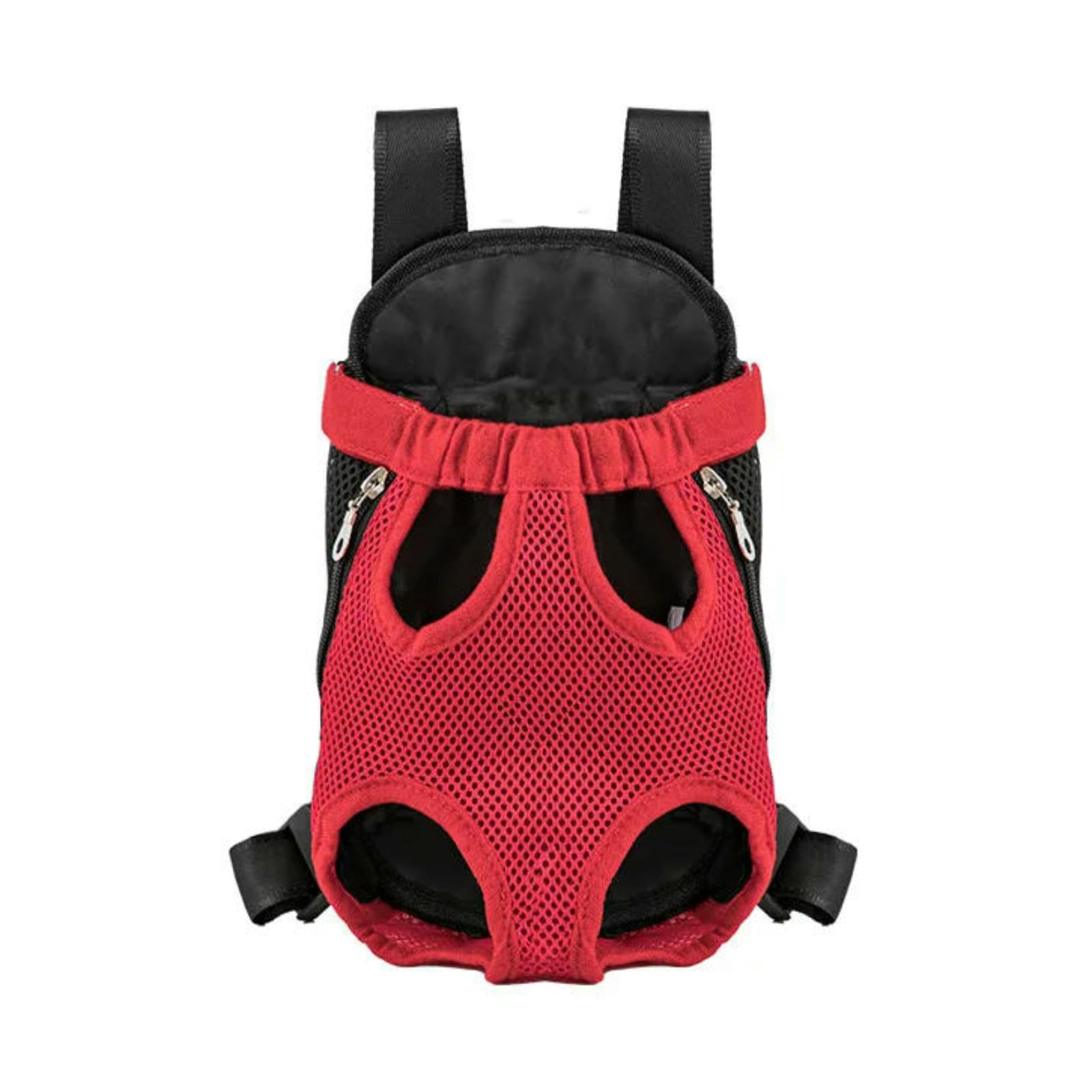 Mochila para Perros Porta De Viaje Portátil, Transpirable, con Doble Hombro, Bolsa Frontal Malla Pequeños Y Gatos Al Aire Libre-Rojo-s
