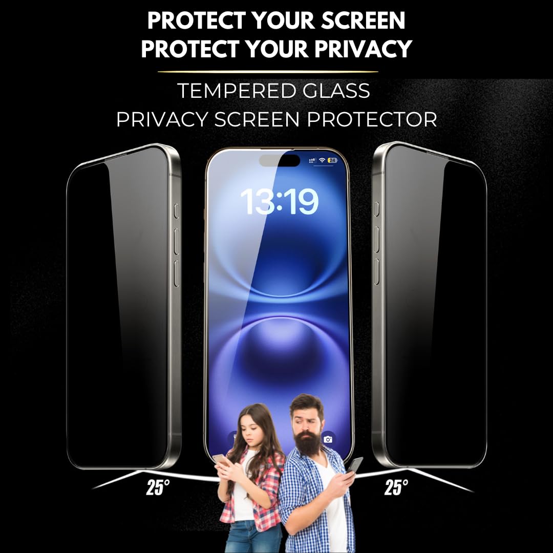 SU.Protect Privacy Panzerglas Schutzfolie für iPhone 16 Pro Max - 3 Stück Anti-Spionage Sichtschutzschild, Kratzfest, Abdeckung von Kante zu Kante, HD Klarheit, Touch Responsive