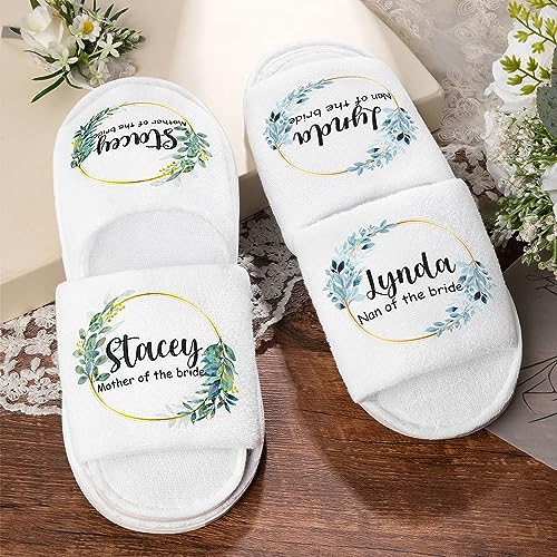 callie Personalized Wedding Slippers Set of 2, Wedding Day Bridal Shower Party Gifts for Bride Bridesmaid, Cotton3