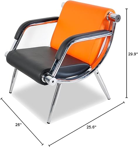 Miniatura 2 de Silla de sala de espera con reposabrazos, 2 asientos, de piel sintética, color naranja, negro, muebles de oficina, asientos de invitados, vestíbulo
