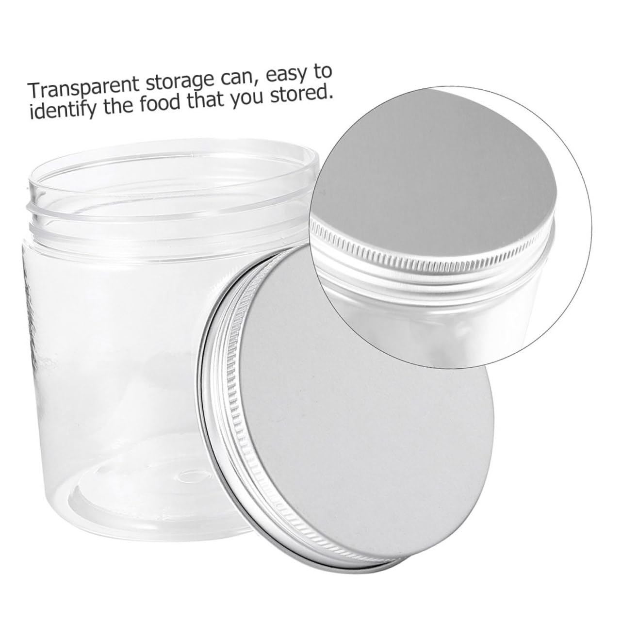 Cabilock Contenedor De Almacenamiento Largo Paso Hermético Ancho Botes Cristal Frascos De Almacenamiento De Cocina Tarros De Almacenamiento Aleación De Aluminio 6 Piezas X 4