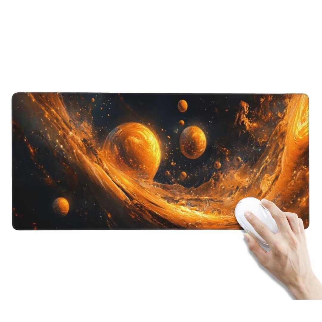 Tapis de Souris Espace Tapis de Souris XXL, Extra Grand Tapis Souris Gamer XXL Tapis de Souris Gaming, Imperméable Mouse Pad avec Base Atidérapante pour Maison/Bureau (1000 x 500 x 3 mm, Univers)