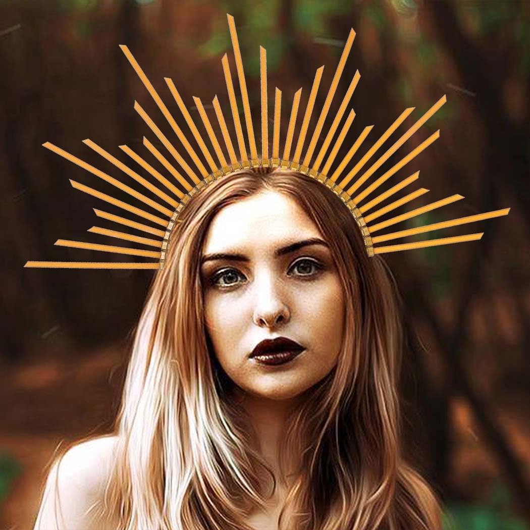 BARTOSI Halo Crown Gold Spiked Crown Headband Greek Goddess Headpiece Halloween Costume Hair Accessories for Women - Image 5