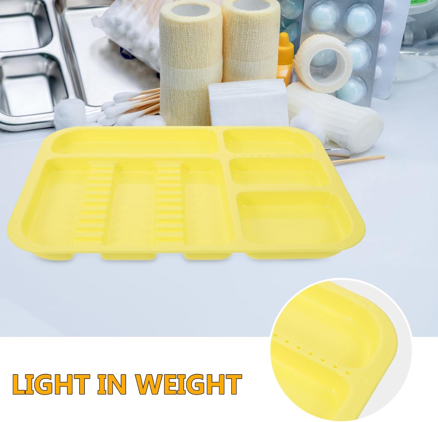 Colorful Divided Storage Tray for Organization and Procedure Use, Large Plastic Autoclavable Tray with Multiple Compartments, for Esthetician and Tool Setup