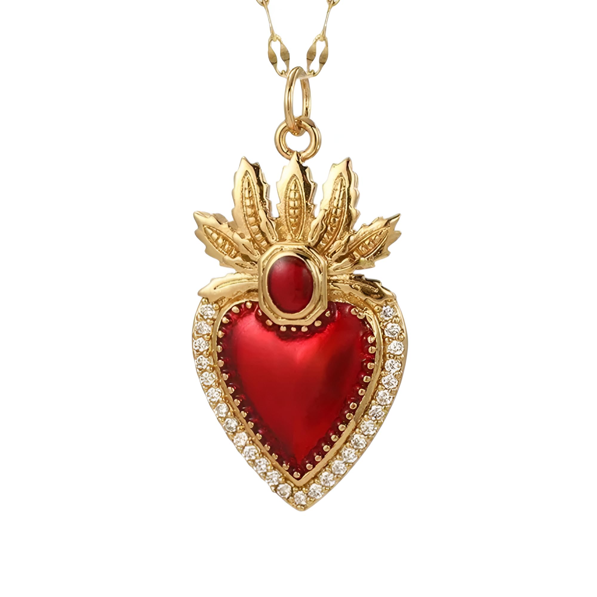 Prodotti per Ragazze da Donna, Ciondolo a Cuore Carino Rosso Love Dijes Catena Lunga, Cuore Grosso, Cuore, Olivia, Cuore Rosso, Regali Cuore Rosso Oro