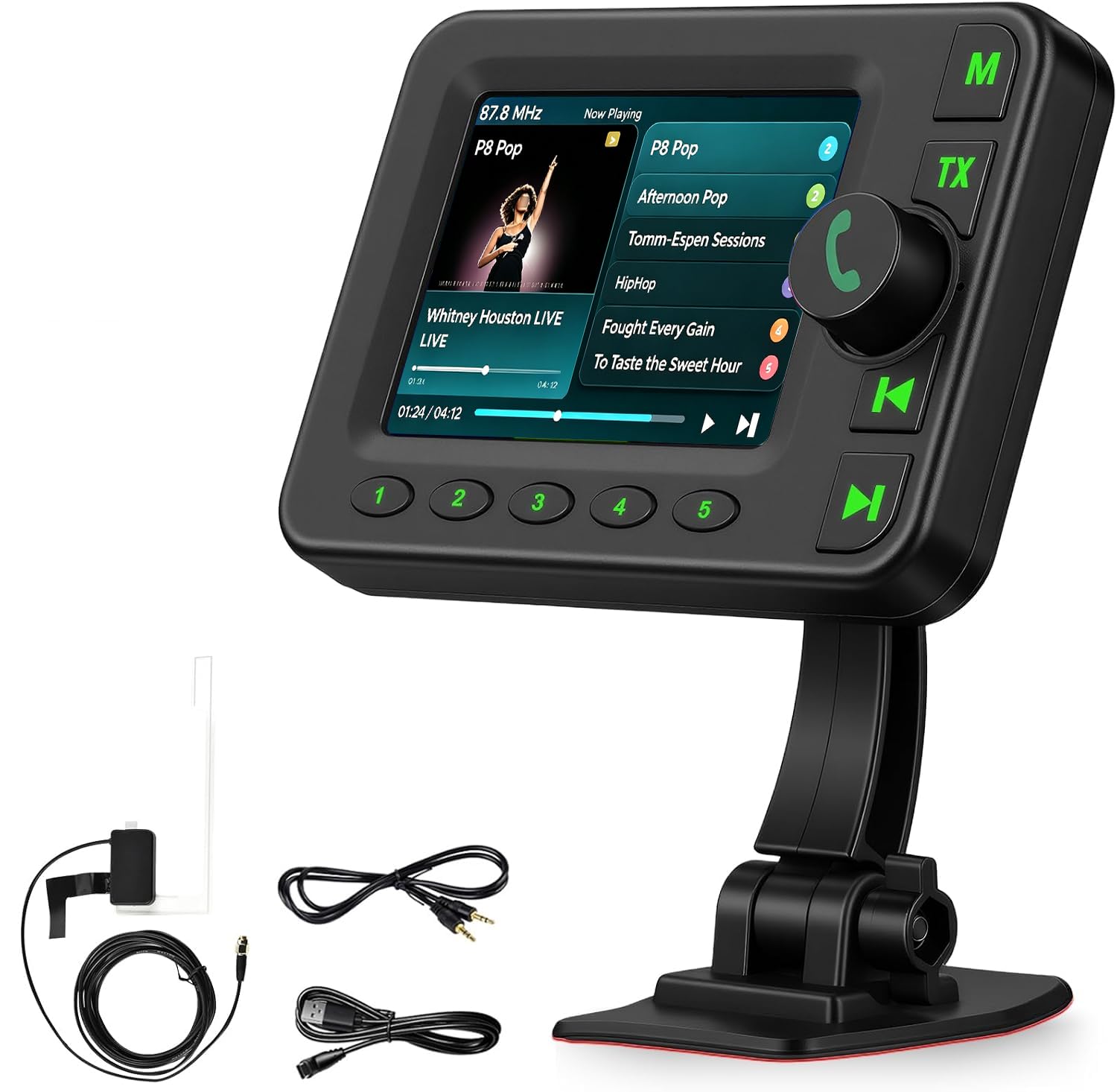 Adaptateur Radio Numérique Dab Dab+ avec 10 Touches de Fonctions Rapides pour autoradio - Écran LCD 2,8 Pouces avec Bluetooth Musique - Lecteur de Musique Dab Adaptateur récepteur Aux Entrée/Sortie