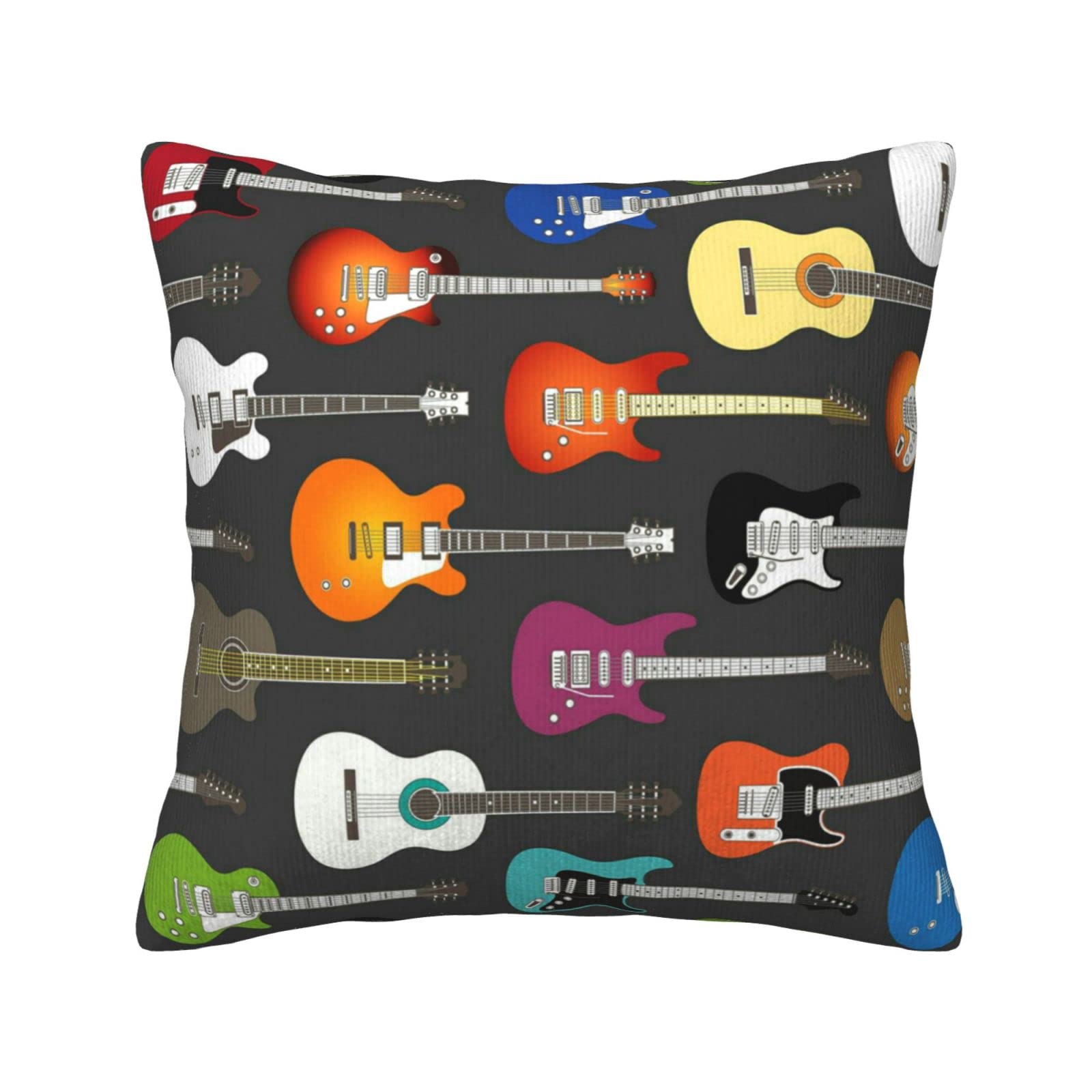 Housse de coussin velours côtelé doux guitare contre déco terne