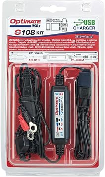 Optimate Tecmate USB O-108 KIT, Smart 3300mA in-Line USB Charger with Sleep Mode and Vehicle Battery Controller.