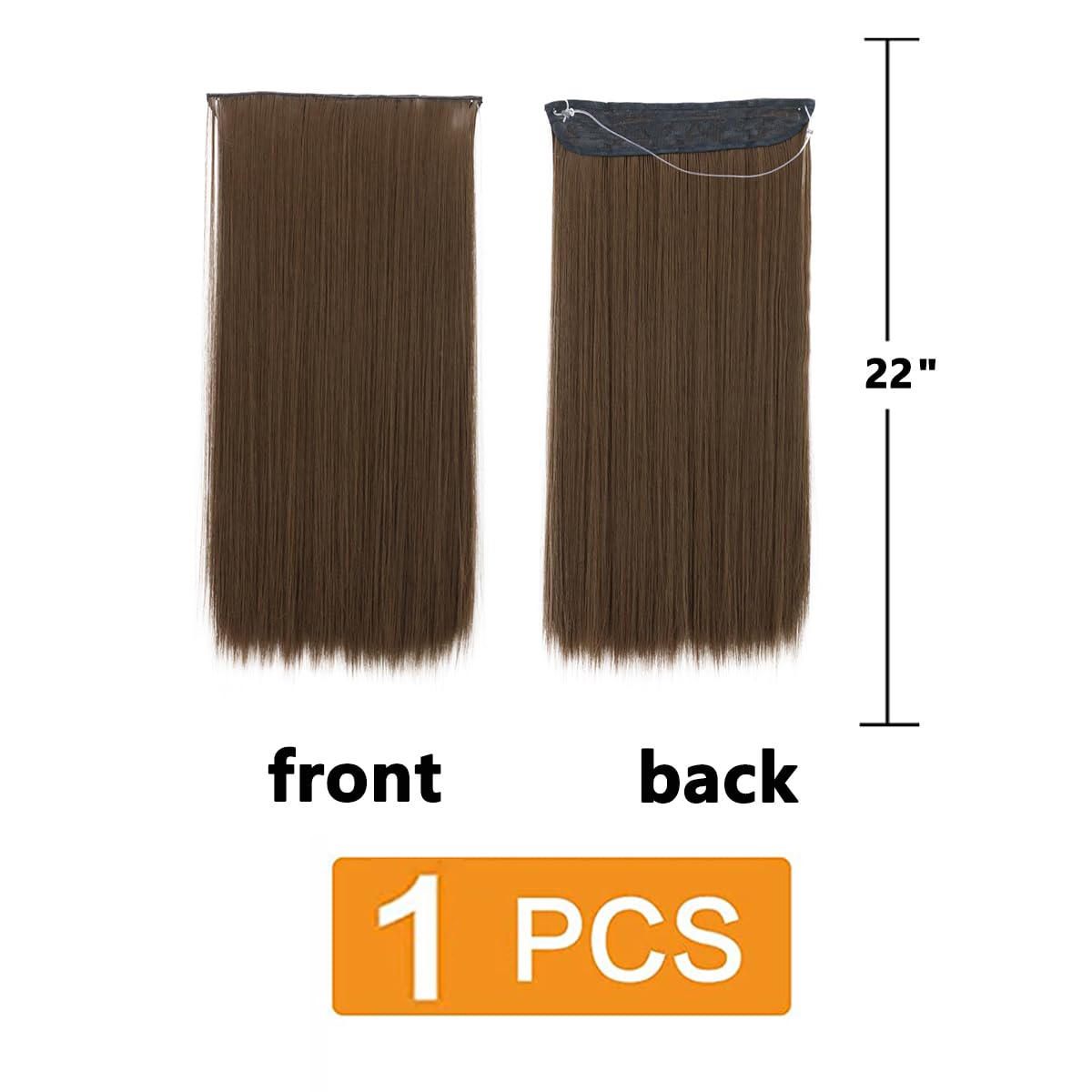 prinfantasy Hair Extensions Invisible Dark Brown One Piece Hair Extension Synthetic Fiber Line Metal buckle Adjustable Hairpieces for Women Natural Hair,MW188 - Image 2