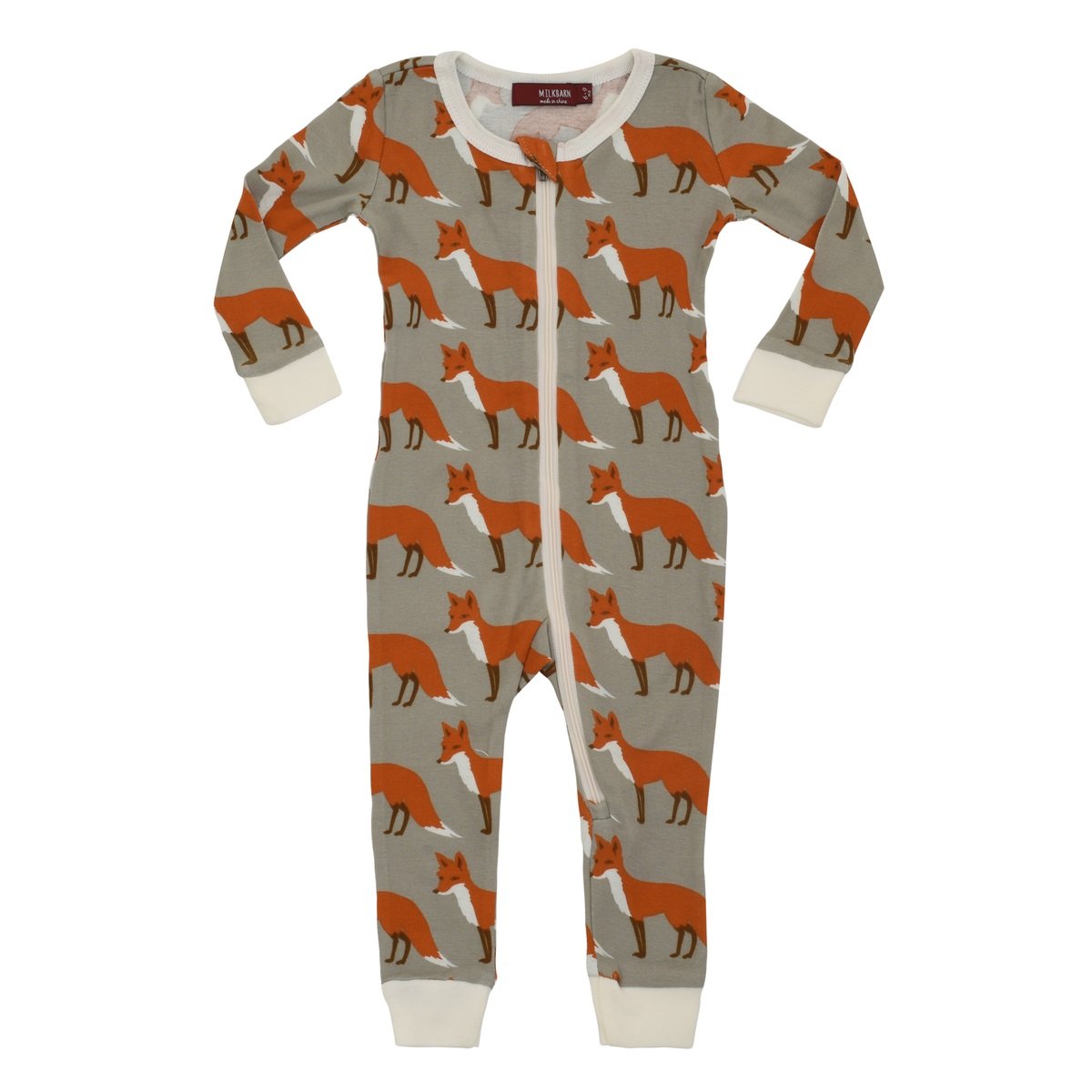 Milkbarn Zipper Pajama (Orange Fox 3-6M)