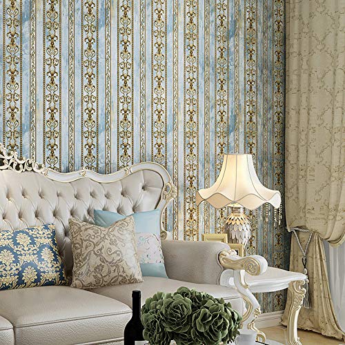 Blooming Wall - Papel pintado para pared, diseño de rayas, color azul