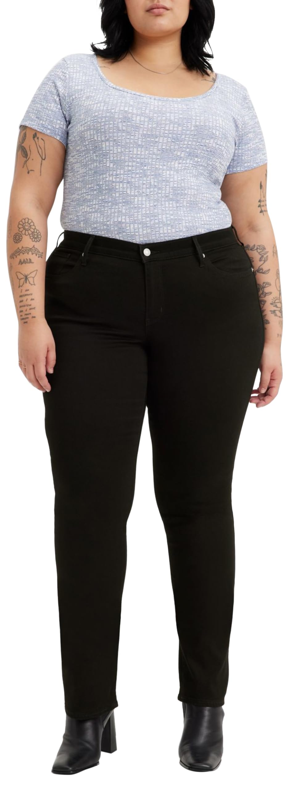 Levi's Women's Soft Black 2 Plus Size 314 Shaping Straight Jeans, 16 S