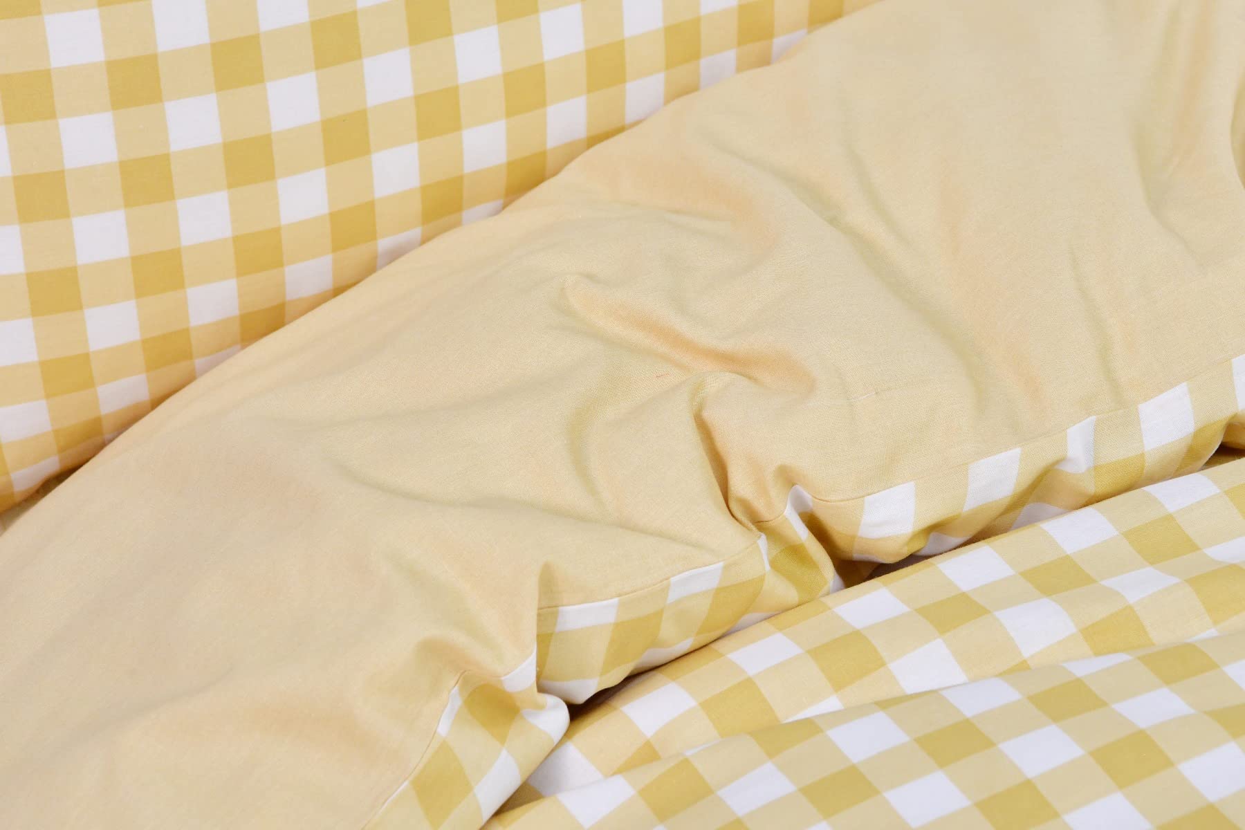 Housse de couette coton, Veldi Jaune - Vichy jaune - 260 x 240 cm | Leroy Merlin