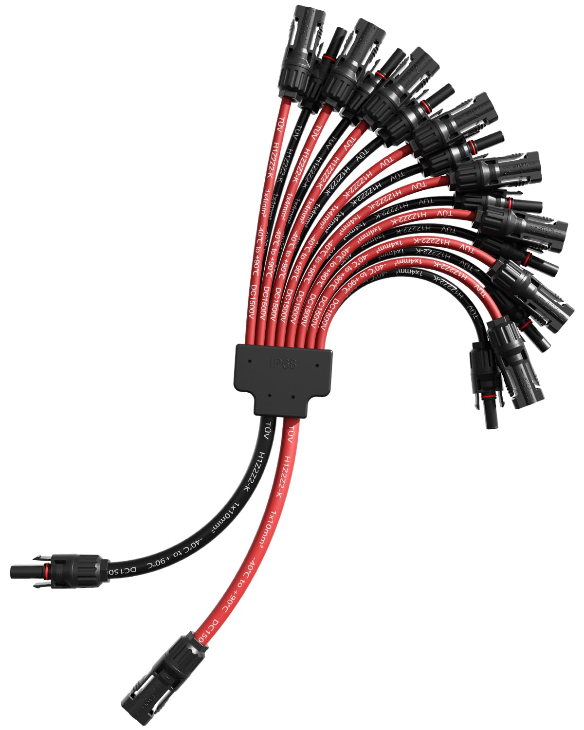 enernova Solarkabel Y-Verteiler, 4mm²-6mm² Solar-Anschlusskabel, IP68 Wasserdicht Solarkabel Verlängerung, 30A DC1500V, Solar-Panel-Steckverbinder Verlängerungskabel