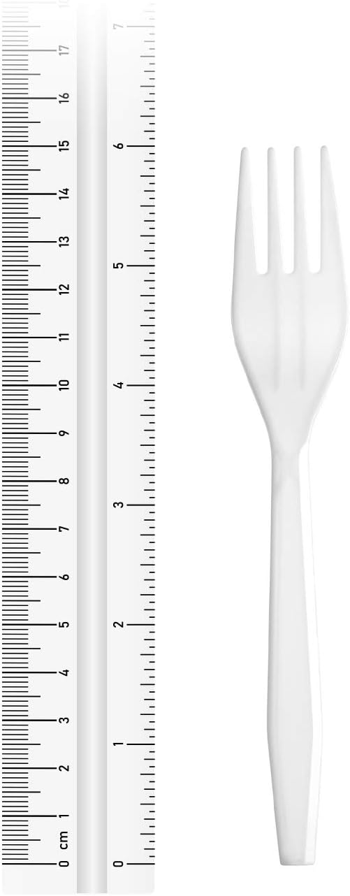 ZEML 50 Medium-Weight Disposable Plastic Forks - White