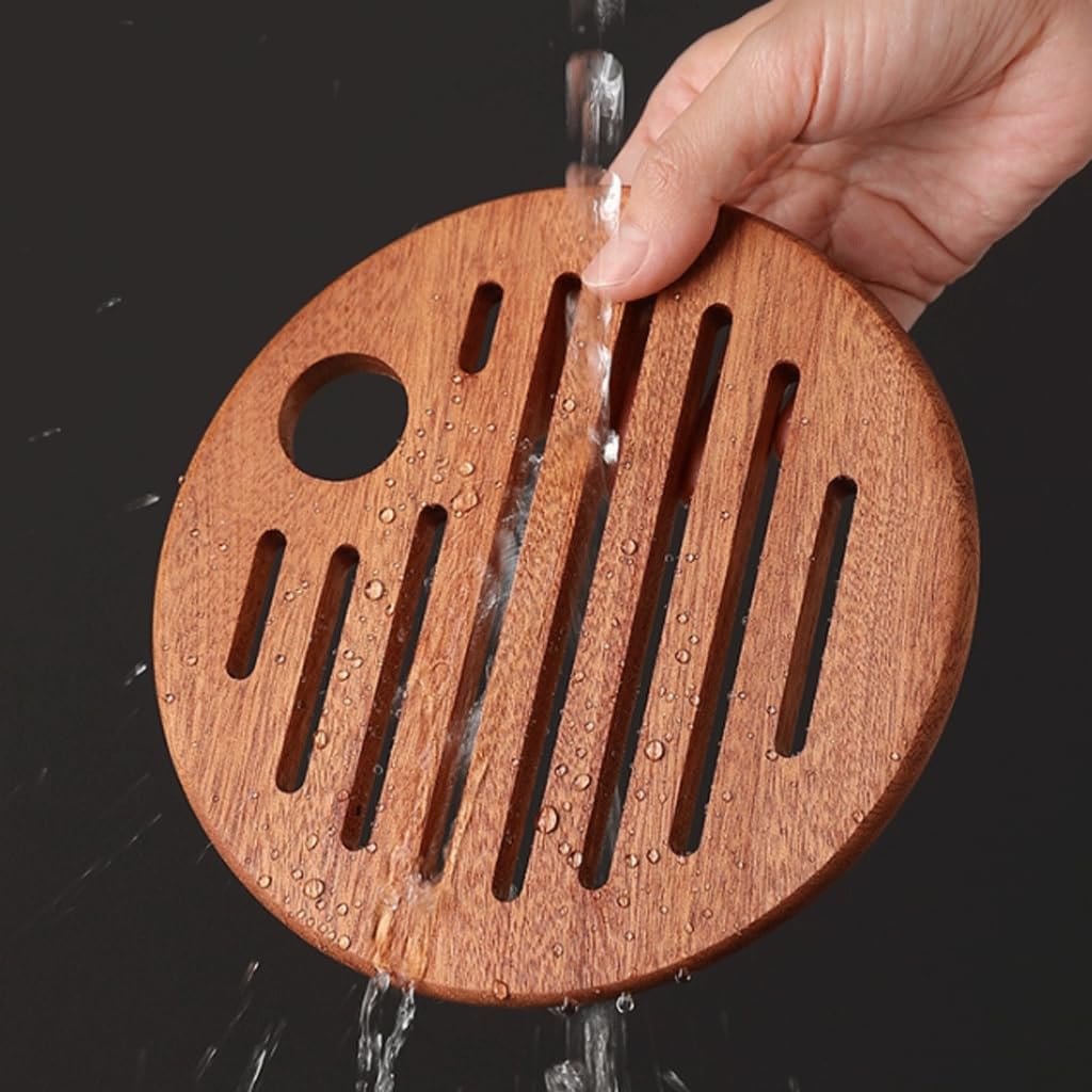 Exquisito Posavasos de madera, juego de posavasos para bebidas, posavasos redondos, manteles individuales para el almuerzo, posavasos para mesas y decoración del hogar, 16cm/6,2 pulgadas Versatilidad