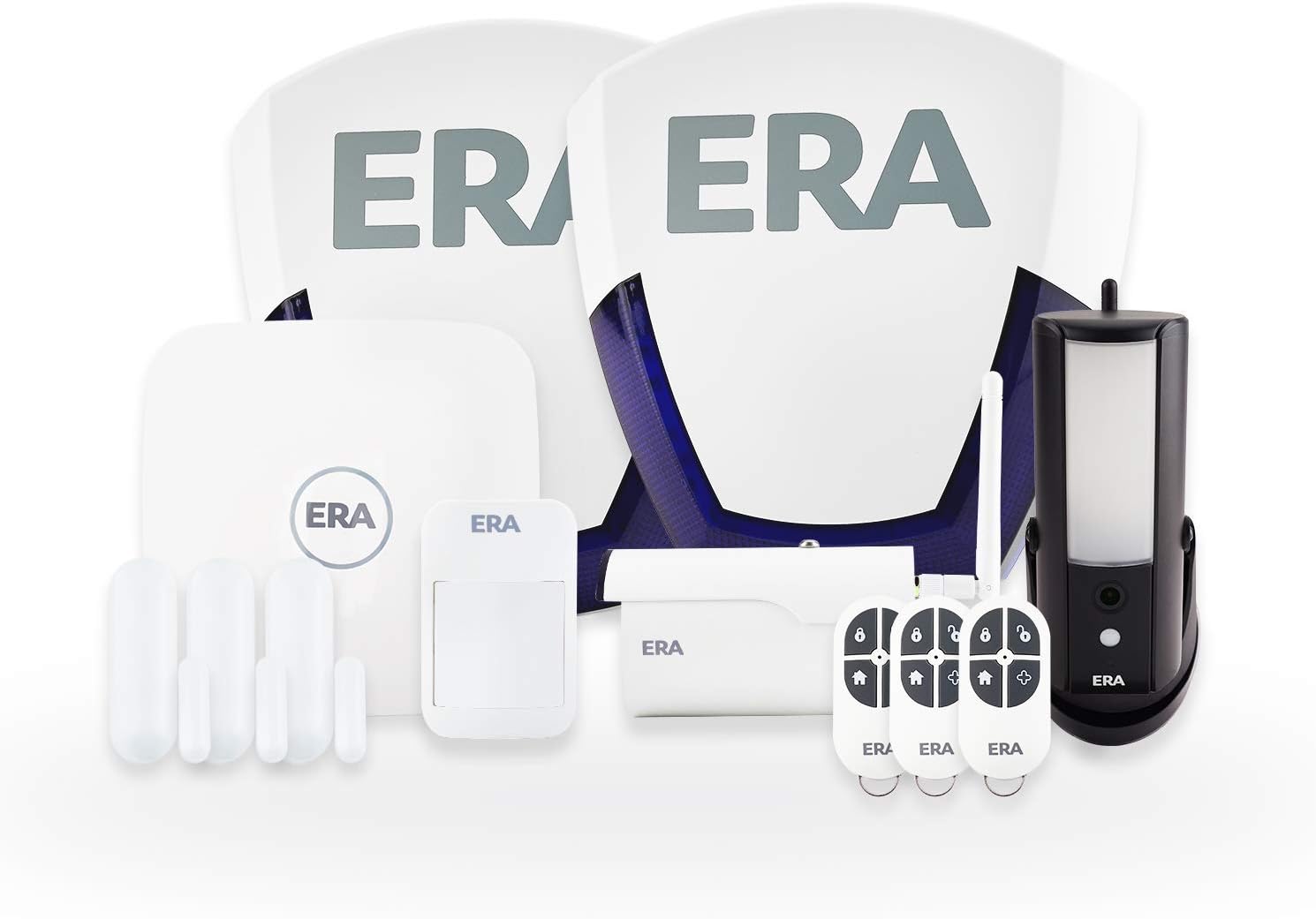 12 piece Home Security Burglar Alarm System by ERA Protect - Next Generation Smart Wireless House Alarm - Google & Alexa Compatible - Smartphone Control with HD Camera + Floodlight (Guardian)