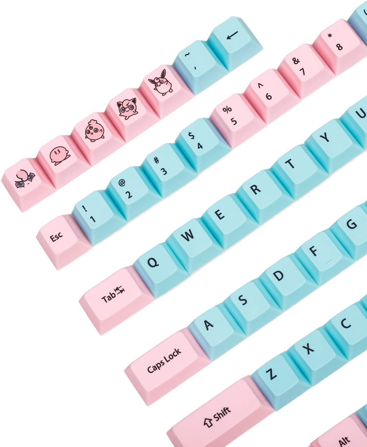 YMDK Cherry Profile Dye Sub Miami PBT Full Keycap for MX Mechanical Keyboard GK64 Tada68 (64 Add Supplement)