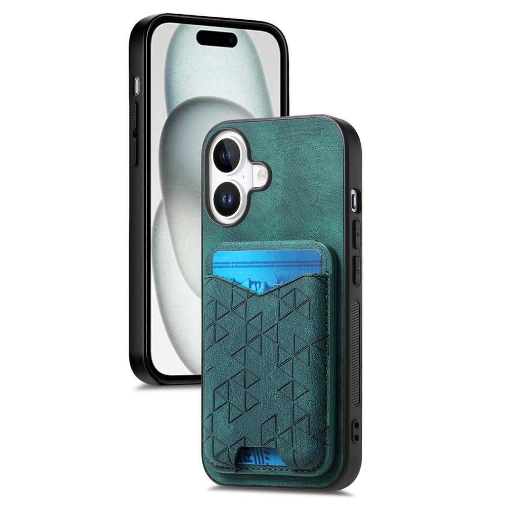 Portefeuille coque iPhone 17 Air housse étui cuir fentes cartes support vert
