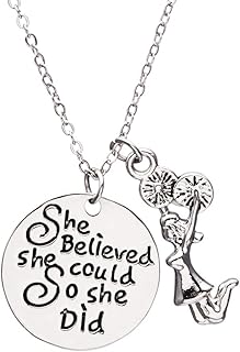 Cheer Necklace for Girls - Cheer She Believed She Could So She Did Cheerleading Jewelry, Gift For Cheerleaders, Cheer Necklaces for Cheerleader