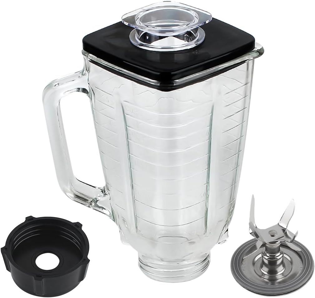 Replacement parts 5-Cup Square Glass Jar with blade Assembly,Compatible with Oster Blenders