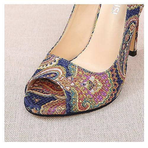 Women Open Toe Printing High Heel with Ankle Strap Stiletto Heels Office Casual Dress Basic Classic Shoes 4.3 Inches Heels4