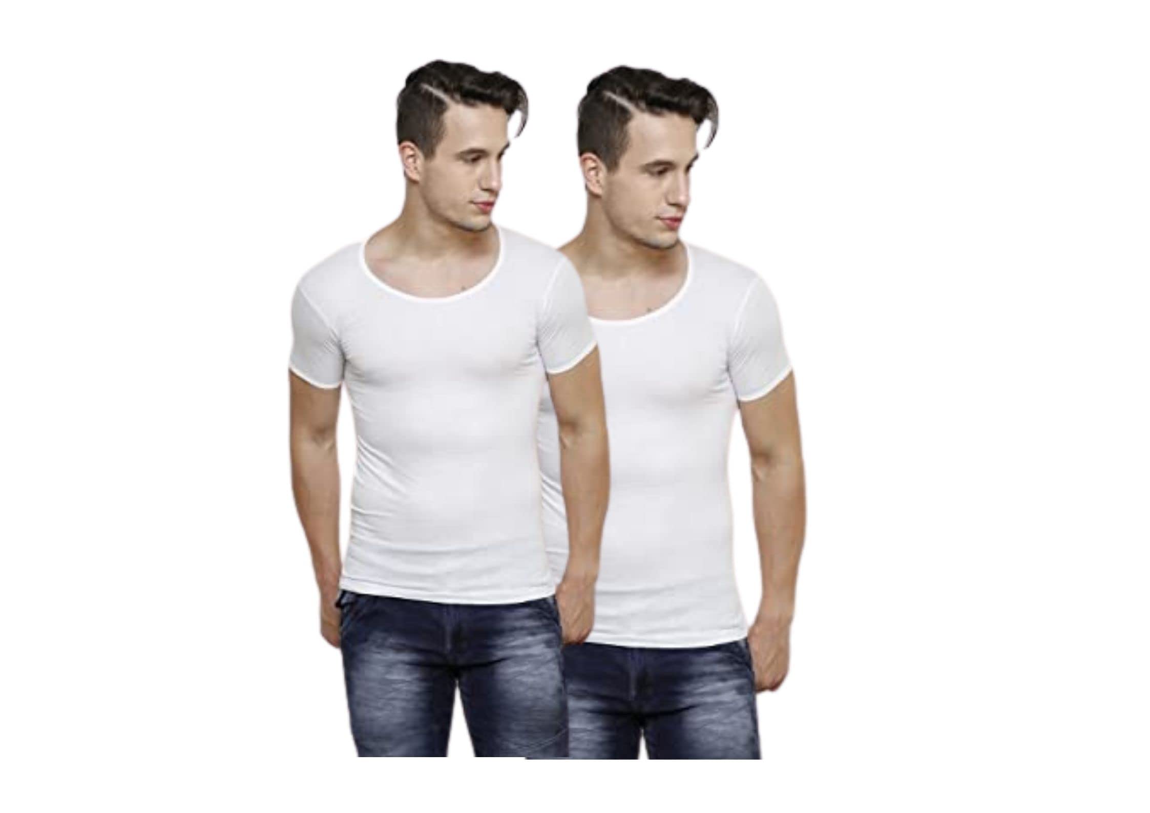 prince TROPIKA(RNS) Half Sleeves Cotton Vest Combo Pack of 2-White Color-picture-26