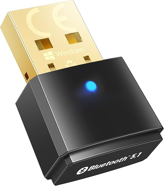 Bluetooth 5.1 USB Dongle, Bluetooth Adapter for Laptop Computer Desktop, Supports Windows 7/8.1/10, Wireless Transfer for Bluetooth Headphones, Mouse, Keyboard, Smartphone, Speakers