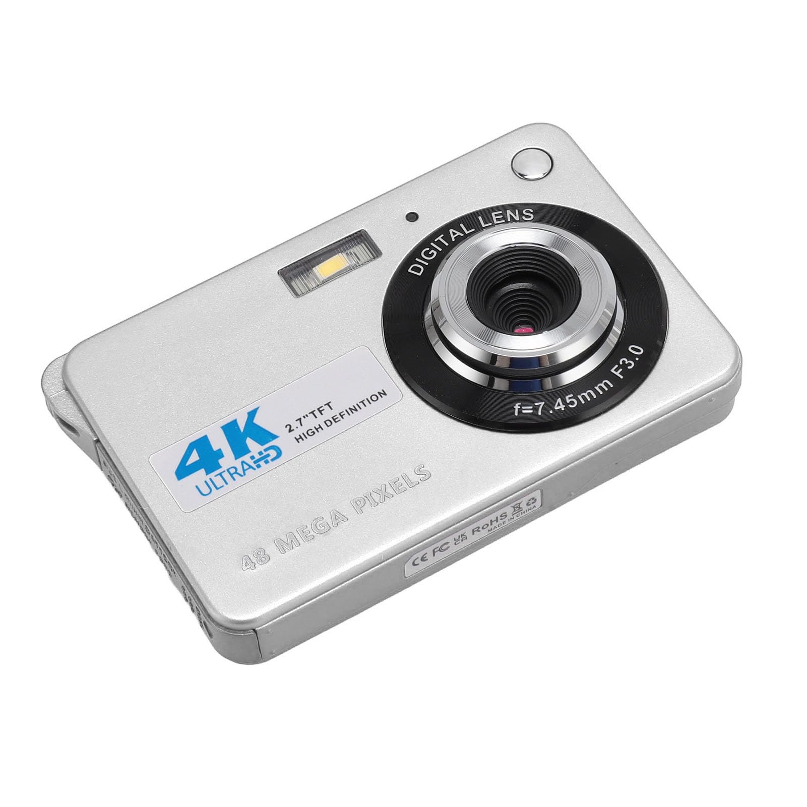 4K Digital Camera 48MP HD 2.7 Inch Screen 8X Zoom Autofocus Beauty Anti Shake, Travel Camera for Teens Kids (Silver)-image-32
