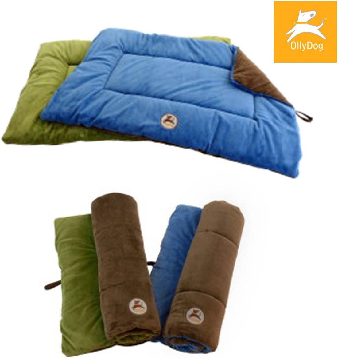 OllyDog Eco Plush Bed, Medium, Blue/Chocolate Everything Else