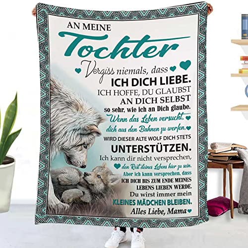LLKLKL Kuscheldecke Personalisierte Decke Brief an Meine Tochter, Mutter für Töchter Luftpost Deutsche Nachricht Positiv Ermutigen Flanelldecke, Wohndecke für Couch Bett Tv-Decken Geschenk Cover