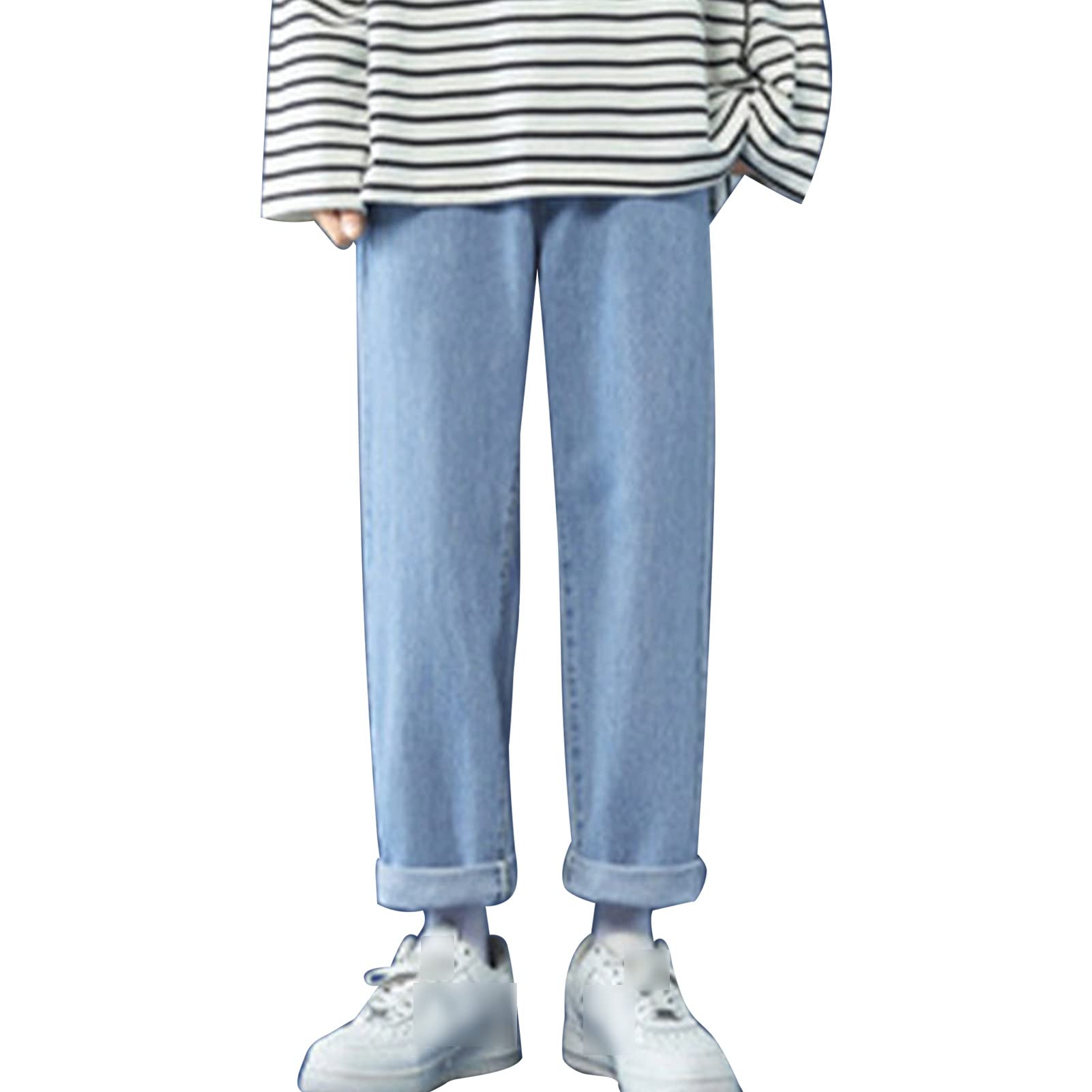 Maiyifu-GJ Men's Fleece Thermal Straight Leg Jeans Relaxed Fit Winter Warm Denim Pants Loose Flannel Lined Jean Trousers (Blue,3X-Large)