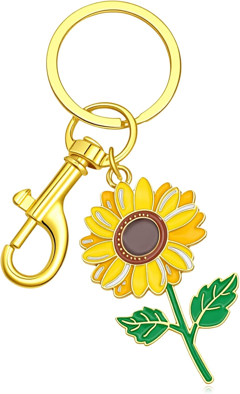 1 Pcs Sunflower Keychains Bag Charms, Cute Sparkling Flower Keychain Accessories for Purse & Car, Perfect Gifts for Women Birthday Mothers Christmas (Gold Tone, 4.13 in)
