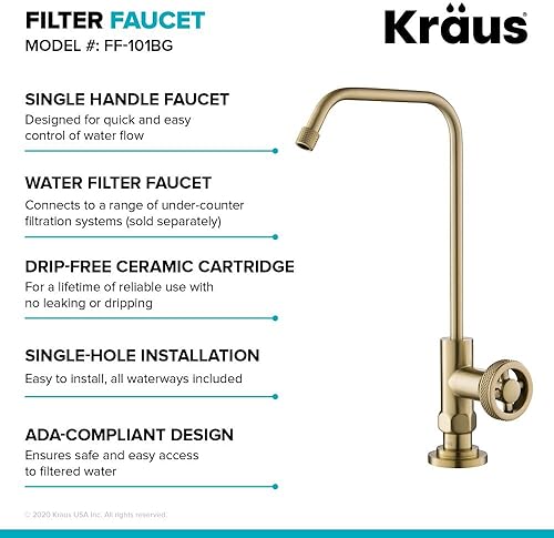 Miniatura 6 de Kraus KPF-3121BG Allyn - Grifo de cocina (puente transicional) con cabezal de pulverización extraíble, color dorado cepillado