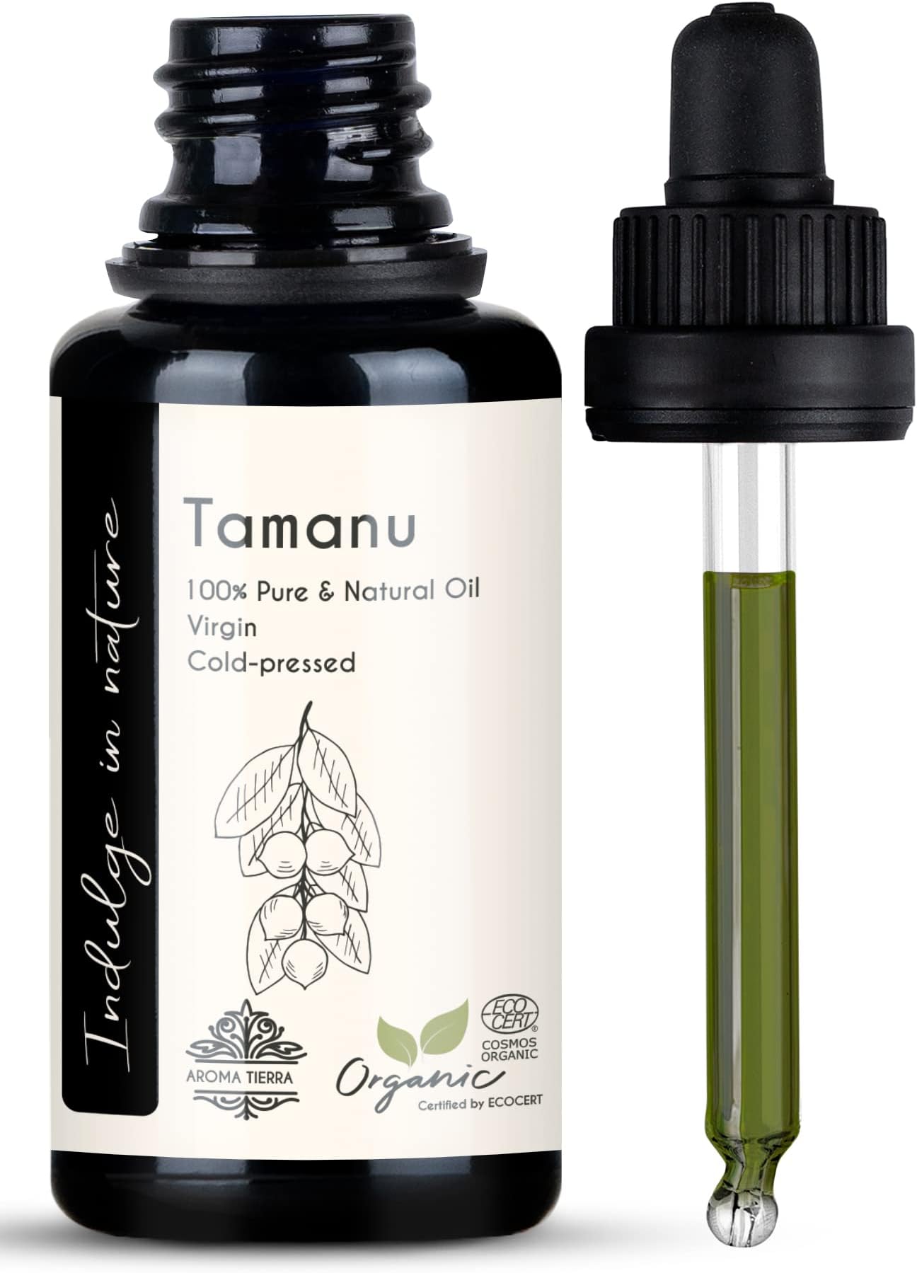 Tamanu Oil - 100% Pure Organic Cold Pressed - For Face, Skin, Hair, Scalp, Scars, Anti-ageing - 30ml
