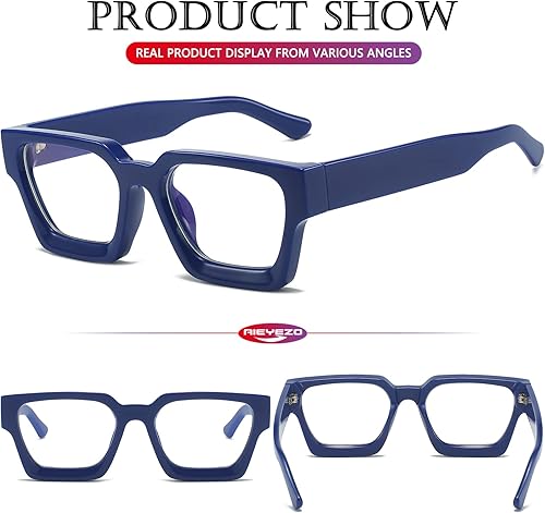 Miniatura 4 de AIEYEZO Gafas cuadradas de marco grueso para mujeres y hombres gafas de luz azul modernas y elegantes para computadora