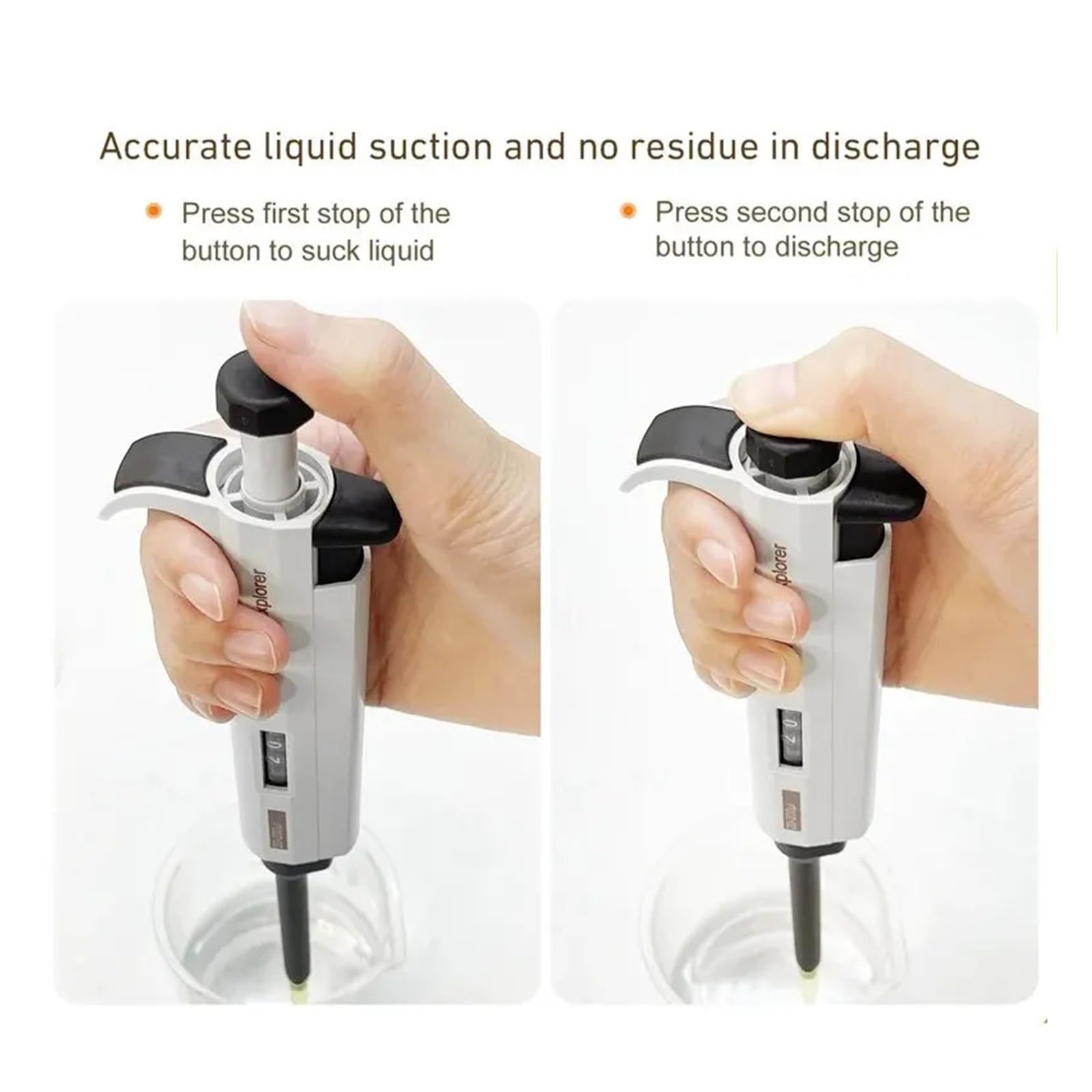 pipeta de Laboratorio, Pistola de micropipetas Laboratorio, pipeta un Solo Canal, plástico Ajustable Digital con Punta(0.5-5ml)
