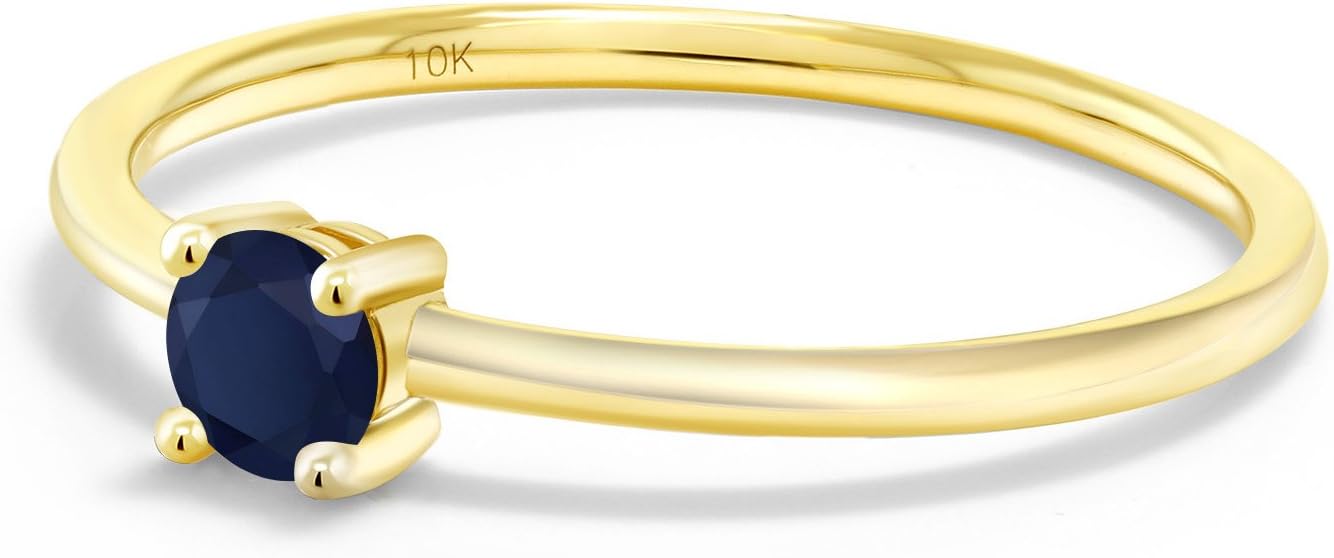 Gem Stone King 10K Yellow Gold 3.5MM Round Gemstone Birthstone Solitaire Engagement Ring | Wedding Anniversary Promise Gold Ring For Women | Available In Size 5, 6, 7, 8, 9 - Image 3