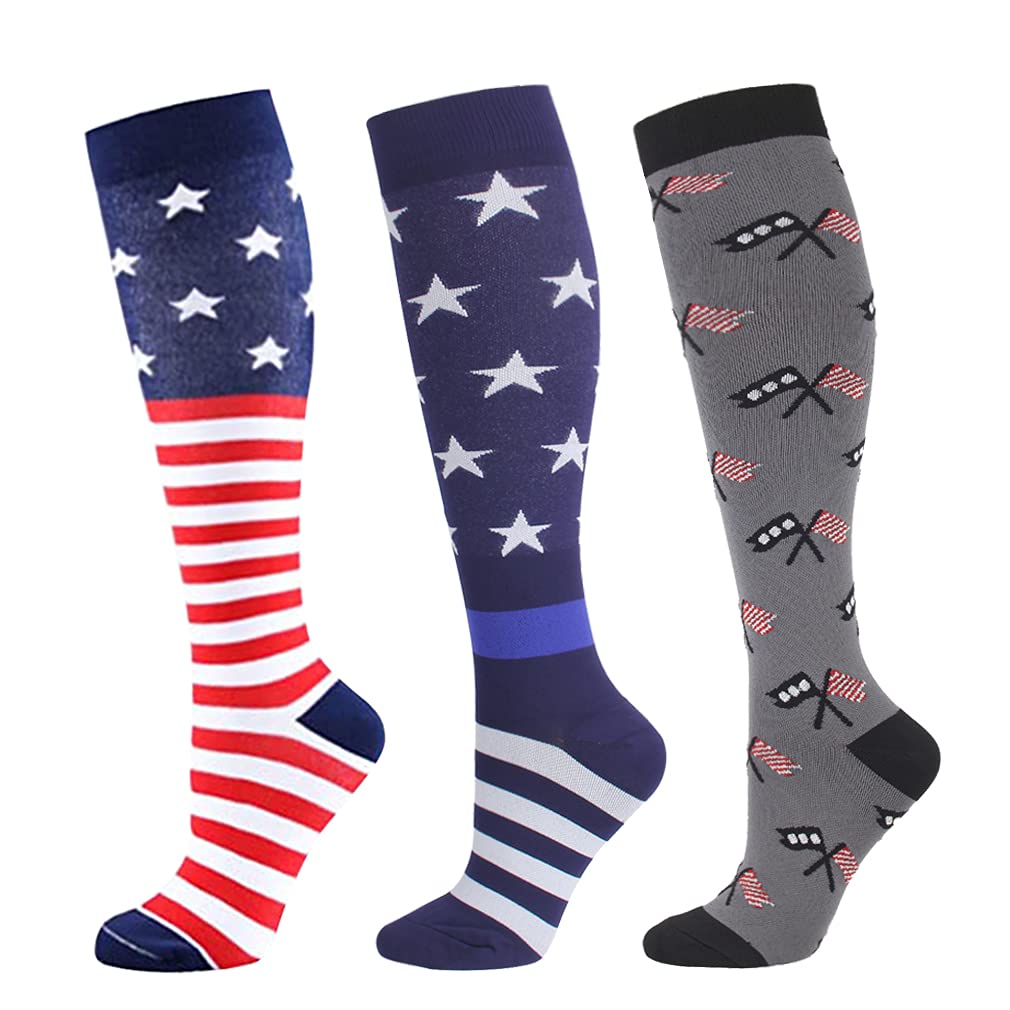 Funny Compression Socks for Men/Women Circulation 20-30 mmHg for Athletics Running Flight Travel Nurses Pregnant