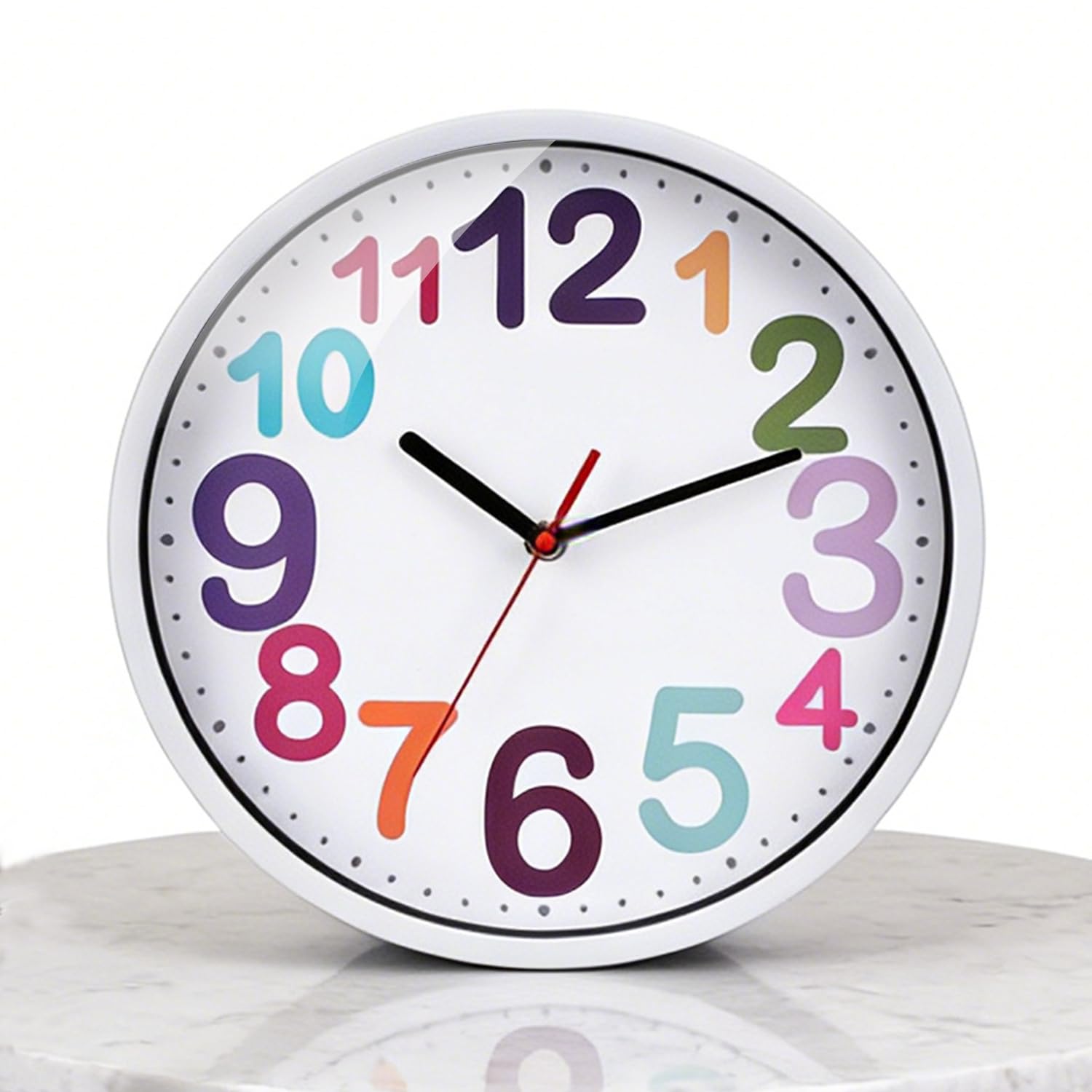 SIN&MI Wall Clock 12 Inch Silent Non Ticking Battery Operated Time Teaching Quartz Home Colorful Read Learn Time Perfect for Teacher's Classrooms and Kid's Bedrooms/Colorful — image 1