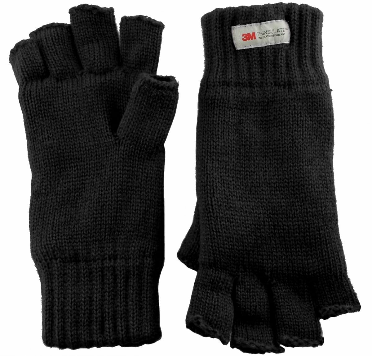 SSP Hats Ladies Fingerless Knitted Gloves with Genuine 3M™ Thinsulate™ Lining - Black, One Size