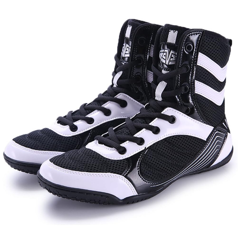 Scarpe da Wrestling per Ragazzi e Ragazze Unisex, Stivaletti Leggeri in Mesh Traspirante, Barefoot, Antiscivolo, con Caviglia Alta.,Nero,41 EU
