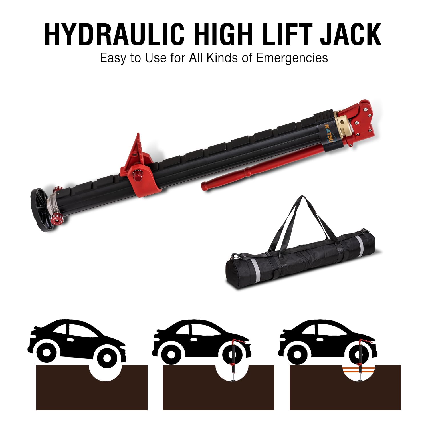 KATSU Farm Jack Heavy Duty, Cric Hydraulique 2 Ton Capacité de Charge, Alliage d'Aluminium, Cric de Levage Voiture Véhicule Offroad pour 4x4 VTT Tracteurs Camions 161199