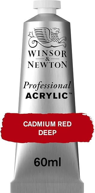 Winsor & Newton 8840458 Professional Acrylic Paint, Cadmium Red Deep, 60 ml Tube