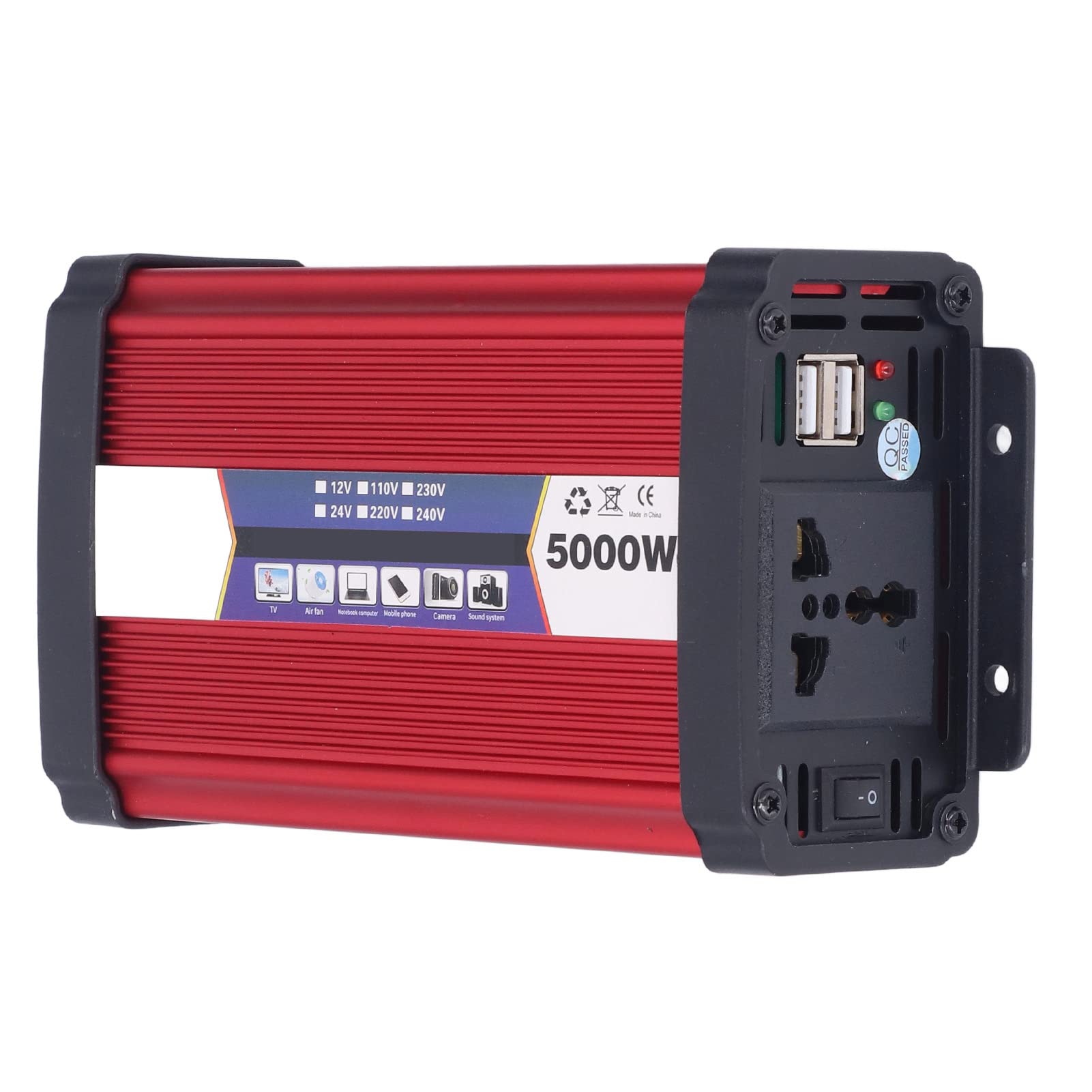 Inversor de Coche de Onda sinusoidal modificada, Adaptador convertidor de Cargador USB de alimentación de vehículo, 5000W (24V to 220V)