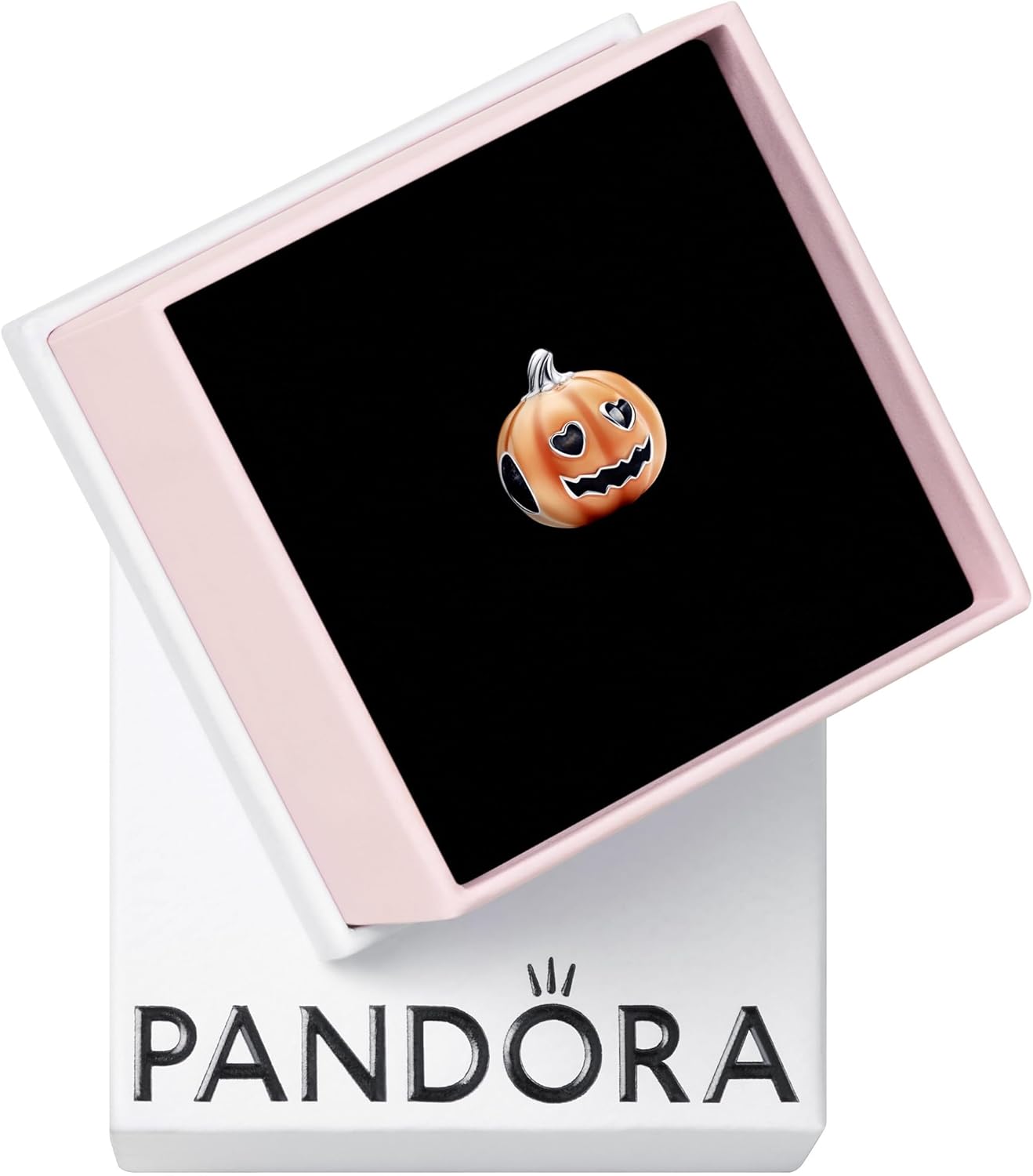 Pandora Glow-in-the-dark Spooky Pumpkin Charm - Gift for Her - Compatible with Pandora Moments - Sterling Silver with Enamel - with Gift Box