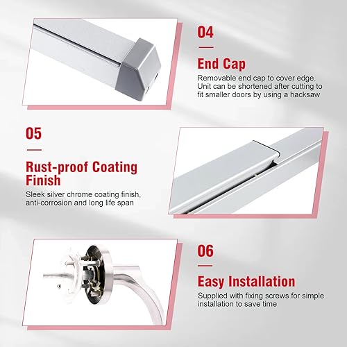 Miniatura 3 de PARTOL Barras de pánico para puerta de salida, barra de empuje, dispositivo de salida de pánico, cerradura de puerta comercial con palanca exterior,