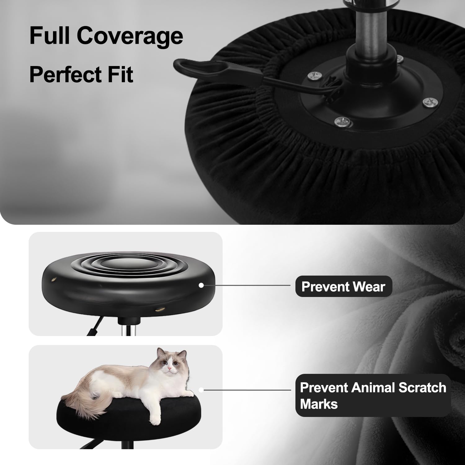 YINGAYOU Round Velvet Stool Cover 12-16"/30-40cm Bar Stool Cover Very Soft Elastic and Easy to Install Wrinkle Resistant - Image 3